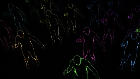 Neon Dance: Synchronized VJ Loop Figures Stock Footage 270361935