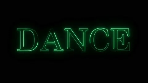 Neon 'Dance' text isolated on black background. Stock Footage 231665351