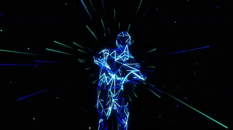 Neon Dancing Man Stock Footage 68530318