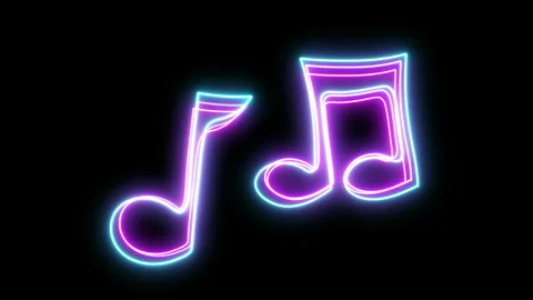 Neon Dancing Music Notes Stock Footage 243286840