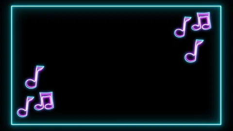 Neon Dancing Music Notes Frame Stock Footage 243451169