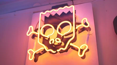 Neon danger sign Stock Footage 129021393