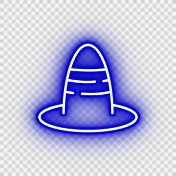 Neon dark blue witch hat icon Stock Illustration