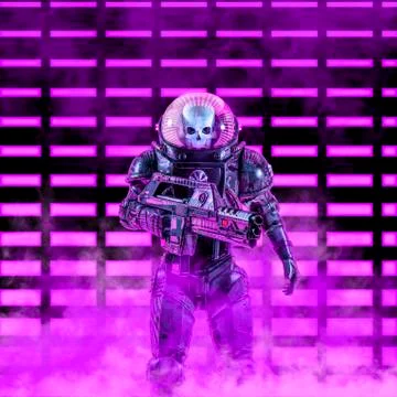 The neon dark trooper Illustrazione stock