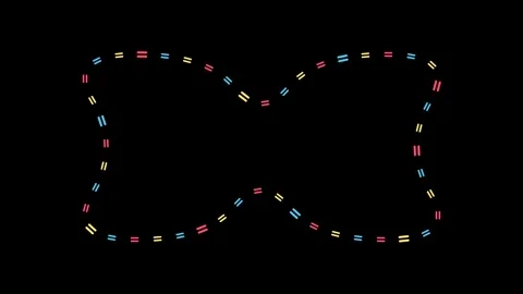 Neon Dash Line Loop Frame Animation Motion Graphic on Black Background with.. Stock Footage 347814649
