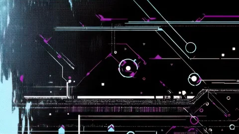 Neon dashboard with data pulses and transitions Video stock 309543310