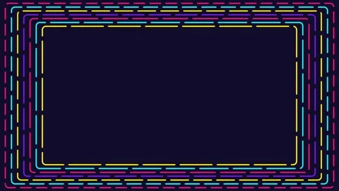 Neon dashed rectangle frames running around empty center copy space Vídeo Stock 348297385
