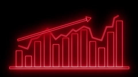 Neon Data Analysis Graph on Black Background Animation, A glowing neon bar .. Stock Footage 304265135