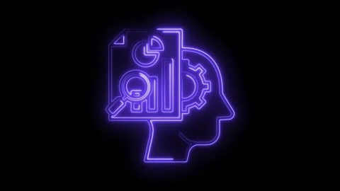 Neon data analysis mindset illustration for business intelligence and strat.. Stock Footage 312320013