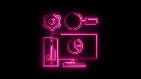 Neon data analytics insights on desktop and mobile business analysis with s.. Stock Footage 308997407