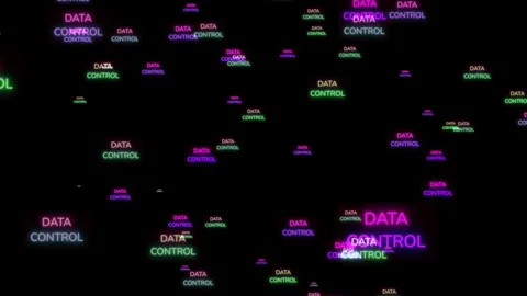 Neon Data Control Text on Black Background Digital Privacy and Cyber Securi.. 스톡 동영상 333933479