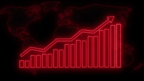 Neon Data Driven Business Growth Animation with Increasing Bar Chart Elements Stock Footage 337008267