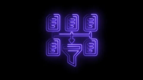 Neon data filtering concept animation for business intelligence and data sc.. Vídeos de archivo 312309376