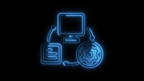 Neon data flow animation computer document settings connection process data.. Vídeos de archivo 312316613