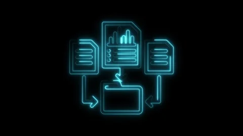 Neon data flow concept depicts file sharing and transfer process on black b.. Stock Footage 309914796