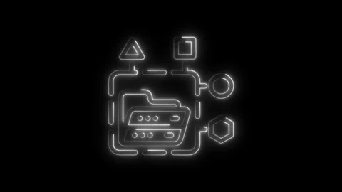 Neon data flow diagram animation on black background for data analytics and.. Stock Footage 312309785
