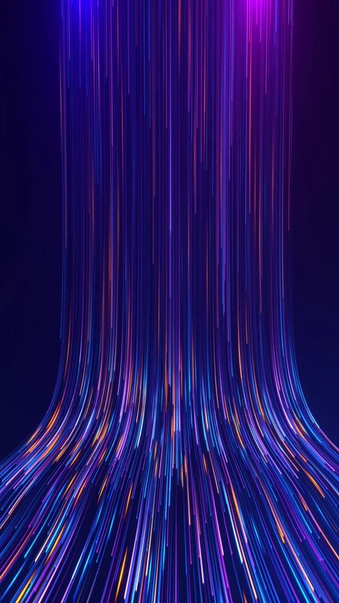Neon Data Flow Technology Network Big data light speed wavy flow. digital data q Stock Footage 341907406