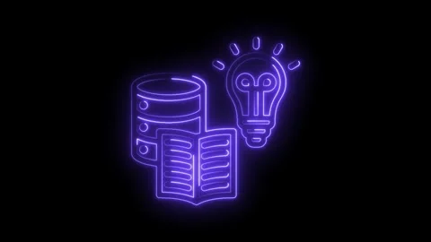 Neon data knowledge shining bright exploring information for ideas and education Stock Footage 330777248