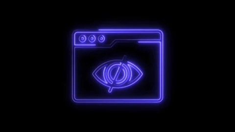 Neon data privacy concept featuring a browser window with a blocked eye on .. Stock Footage 312448336