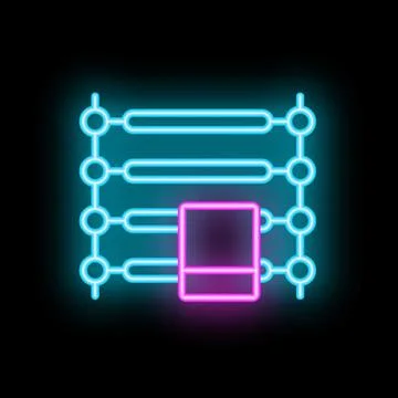 Neon data processing icon representing sorting information with light effect Stockillustratie