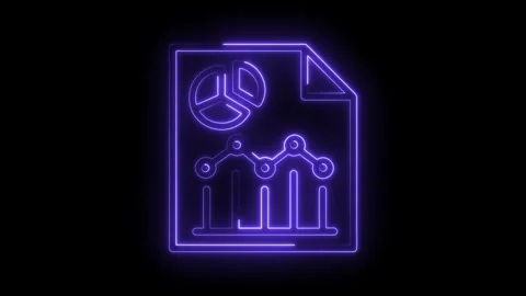 Neon data report animation loop with pie chart and line graph Stock Footage 322974672
