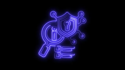 Neon data security and information protection with cyber safety technology .. 스톡 동영상 312310516
