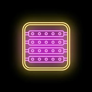 Neon data server rack glowing pink and yellow イラスト素材