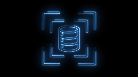Neon data storage server animated icon glows on a dark background futuristi.. Stock Footage 346003347