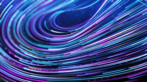 Neon Data Stream. Abstract Futuristic Light Trails Background Stock Footage 306776480