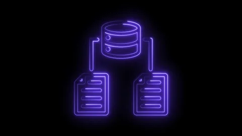 Neon data transfer concept database to documents flow technology information Stock Footage 330782652
