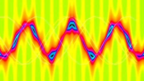 Neon data visualization waveform loop on vibrant purple gradient background Stock Footage 336264360