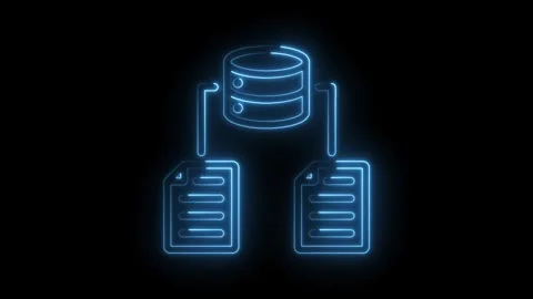 Neon database and files with connections illustrating digital data manageme.. Video stock 346003560