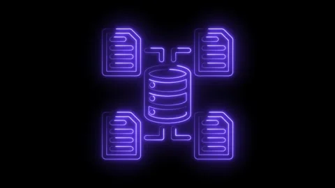 Neon database connection abstract animation data storage files and network .. Stock Footage 346001478