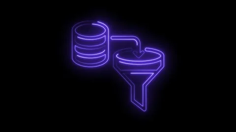 Neon database filtering data processing concept visualization with an arrow Stock Footage 322961496