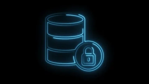 Neon database lock icon animation data security and protection abstract concept Stock Footage 322975091