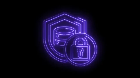 Neon database security digital protection cybersecurity data protection digital Stock Footage 330782718