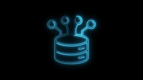 Neon database server connecting devices on a network glowing with futuristi.. Stock Footage 314541091