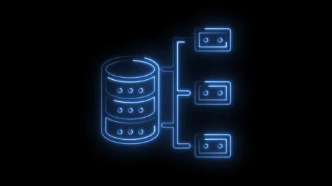 Neon database server connection icon animation representing data storage and Stock Footage 322961445