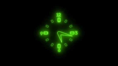 Neon Deadline Countdown Animation Featuring Analog Clock Stock Footage 337017646