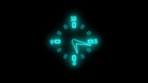 Neon Deadline Countdown Animation Featuring Analog Clock Stock Footage 337017647