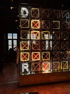 Neon decorations in the bar Foto stock