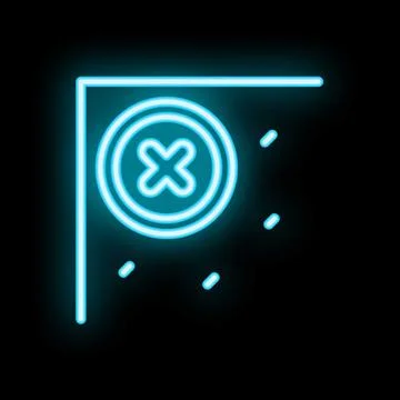 Neon delete button icon glowing on dark background Illustrazione stock