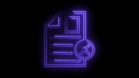 Neon delete file icon animation on black background abstract symbol Stock Footage 322977615