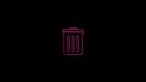 Neon delete icon animation black background. Stock Footage 306030605