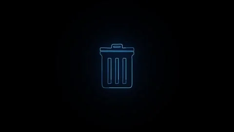 Neon delete icon animation black background. Stock Footage 306030609