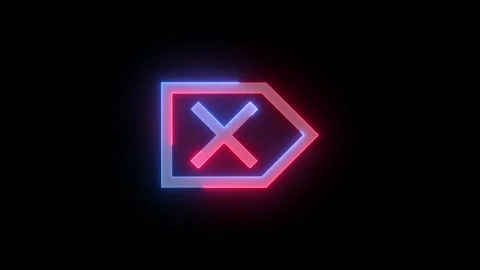 Neon delete key button icon blue red color glowing animated black background Stock Footage 274575410