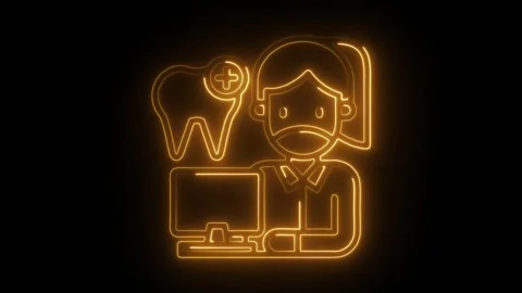 Neon dental professional using computer for treatment planning illustration.. Stock Footage 309913837