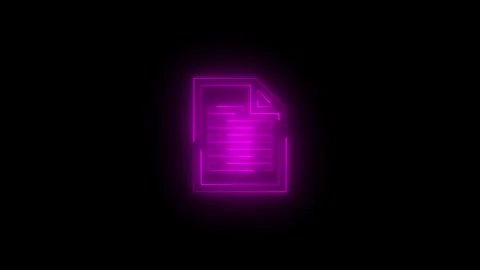 Neon description icon glowing black background animation Видео 289471813