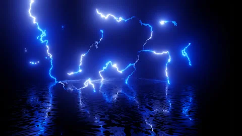 Neon Design of blue lighting 4K video with various neon elements and a Stock Footage 256423710