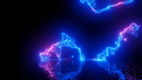 Neon Design of blue pattern wall in motion. 4K video with various neon elements Stock Footage 275014434